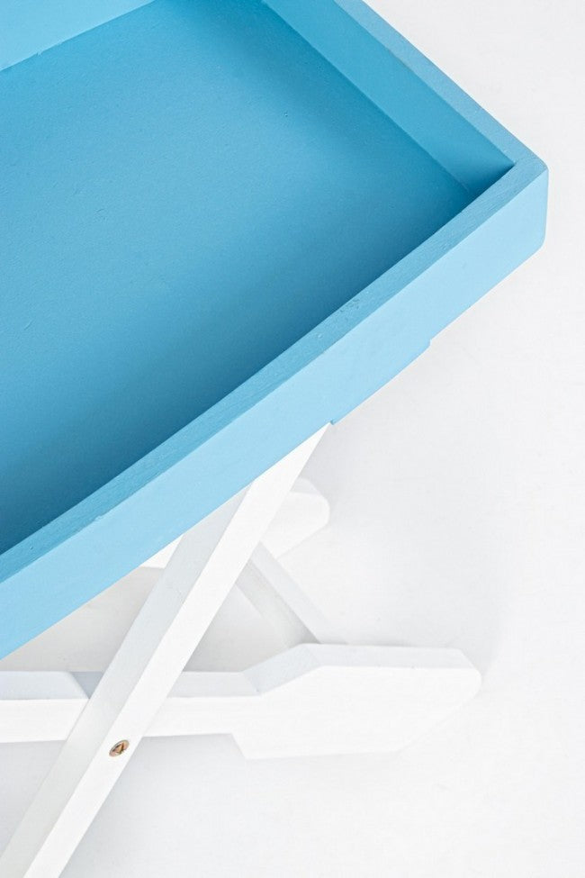 Tavolo pieghevole bianco-azzurro 60x30x56h