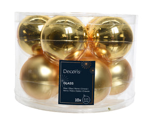 Box da 10 palline di Natale colore oro 6 cm