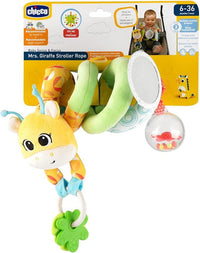 Chicco Fune Passeggio Mrs Giraffa, Spirale Passeggino Colorata a Forma di Giraffa, Gioco Passeggino con Sonaglio, Anello