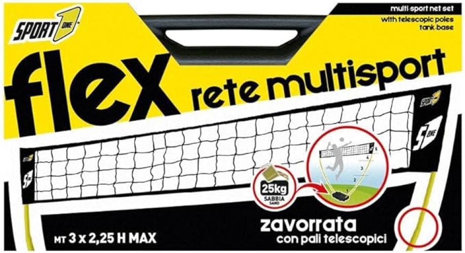 RETE DA PALLAVOLO BEACH VOLLEY BEACH TENNIS PER BAMBINI DA ESTERNO MODELLO FLEX OUTDOOR MULTISPORT H 225 CM