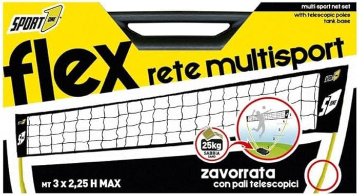 RETE DA PALLAVOLO BEACH VOLLEY BEACH TENNIS PER BAMBINI DA ESTERNO MODELLO FLEX OUTDOOR MULTISPORT H 225 CM