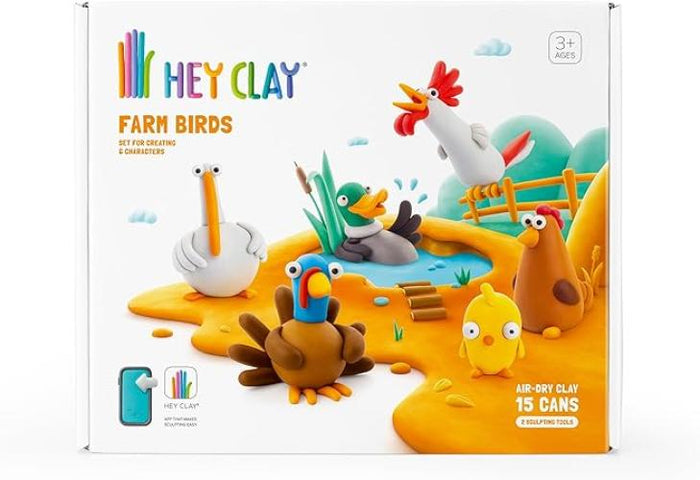 Hey Clay- Farm Birds Basic Set Uccelli della Fattoria, Expansion Big, 705600516