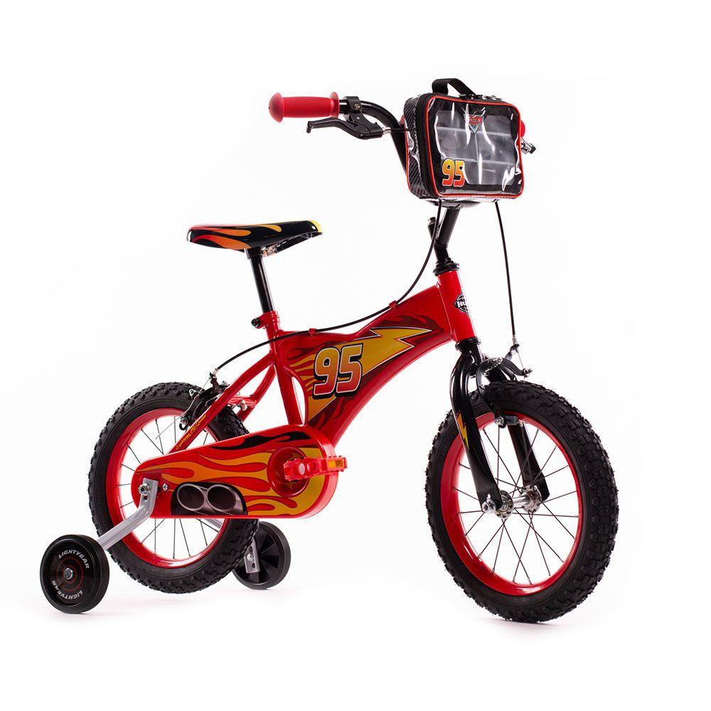Bicicletta per Bambini Cars da 14 Pollici, Colore Rosso, con Freni a Mano, Sedile Comodo Qualita Excellence