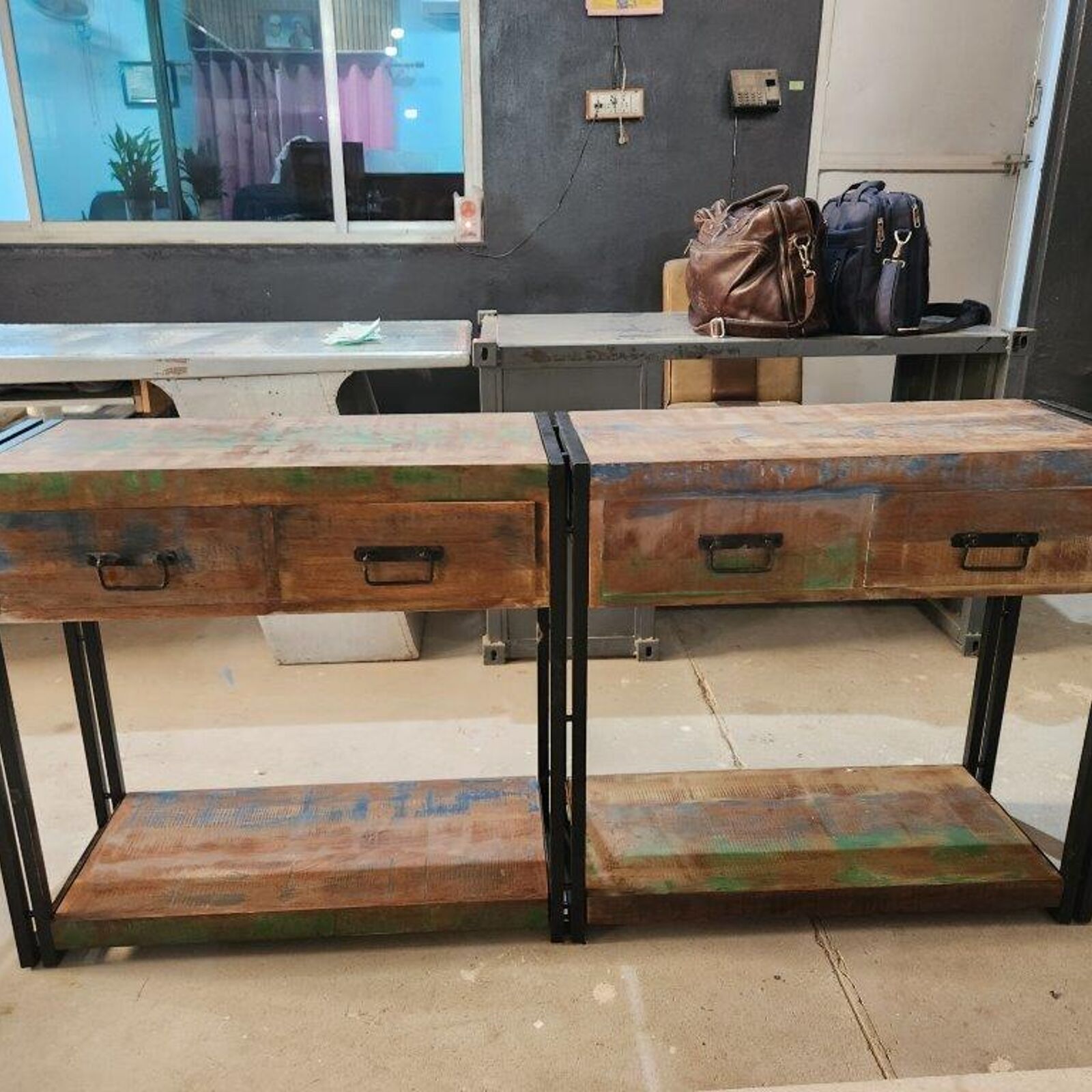 Tavolo Consolle con Cassetti 160x33x75 cm Legno Riciclato Solido 4104744