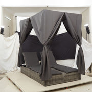 Dondolo doppio con tetto e tende Grigio Polyrattan 42004118