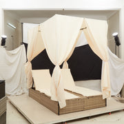 Dondolo doppio con tetto e tende Beige in Rattan sintetico 42004120