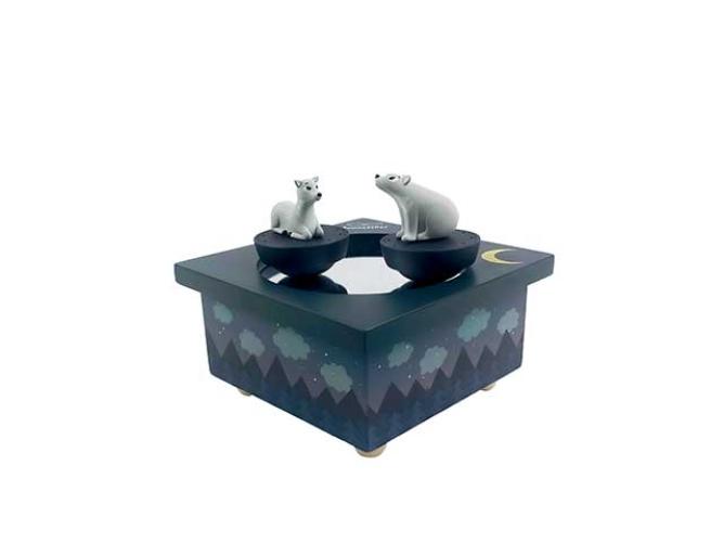 Trousselier - Dancing Music Box Deer & Bear in Forest