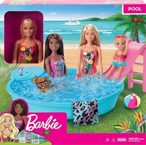 Barbie Playset Bambola con Piscina e Accessori-Mattel-Eta 3+