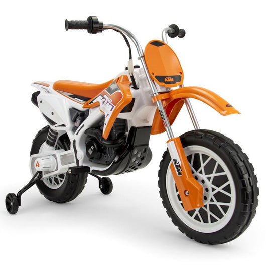 Moto Cross  per Bambini con Batteria 12V, Dimensioni 116x59x80cm, Altezza Seduta 50cm, Velocita 5-6km/h, Stabilizzatori,