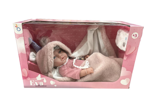 Bambolotto,Eva Collection, con vestito rosa e copertina unicorno,Hungary Toy,eta 3+