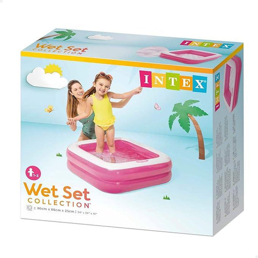Piscina gonfiabile quadrata per bambini 86x86x25 cm, colori casuali (rosa o verde lime), 1 unita