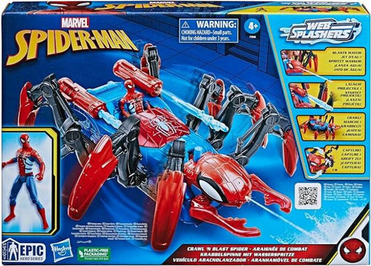 Spider-Man Hasbro Marvel,, Crawl `N Blast Spider, Lancia Ragnatele e Acqua,Hasbro,Eta 4+