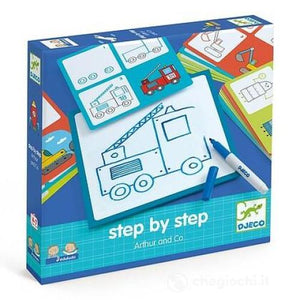 Gioco creativo Step by Step Arthur and Co,disegna passo dopo passo,Djeco,Eta4-6 anni
