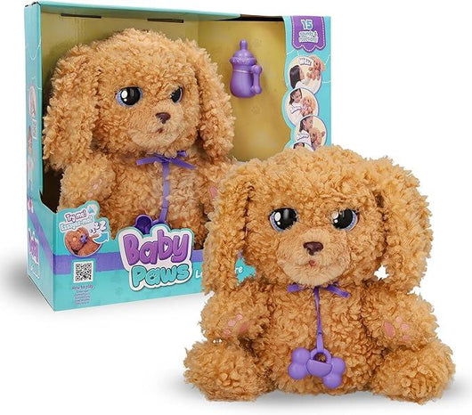 BABY PAWS Labradoodle, Cucciolo Interattivo di Peluche che Reagisce ai Vostri Input, Portatelo con voi,IMC Toys,Eta + 18