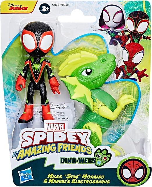 Marvel Spidey e i Suoi Fantastici Amici, Dino-Web, Action Figure di Miles Spin Morales e Marvel`s Electrosaurus,Hasbro,E