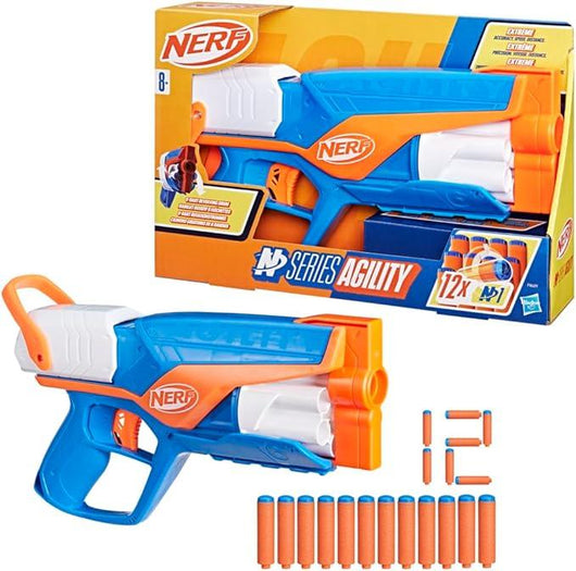 Nerf N Series, blaster Agility,pistola giocattolo con 12 dardi,Hasbro,eta 8+
