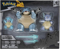 Pokemon Select Pack Evolution-Confezione da 3 Personaggi da 5,5 cm, Wartortle da 7,5 cm e Blastoise Battle Figure-Dettag
