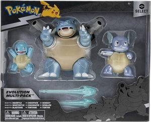 Pokemon Select Pack Evolution-Confezione da 3 Personaggi da 5,5 cm, Wartortle da 7,5 cm e Blastoise Battle Figure-Dettag