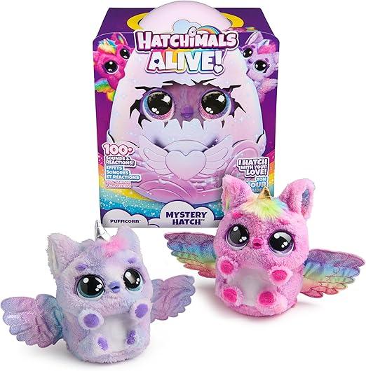HATCHIMALS Alive, Uovo Mystery Hatch Pufficorn, peluche interattivo a sorpresa | Effetti speciali | Nebbia, luci e suoni