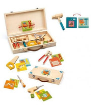 Super Bricolo,Valigetta attrezzi giocattolo in legn,Djeco,Eta 3+