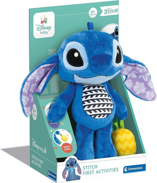 Disney Baby First Activities Stitch-Peluche, Gioco Prima Infanzia, Giocattolo Prime attivita, Pupazzo Neonato, Lavabile