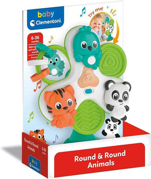 Gioco con Ventosa per Seggiolone, Round & Round Animals - Gioco Interattivo con Animali per la Prima Infanzia, Girandola