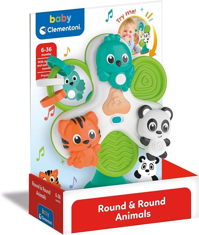 Gioco con Ventosa per Seggiolone, Round & Round Animals - Gioco Interattivo con Animali per la Prima Infanzia, Girandola