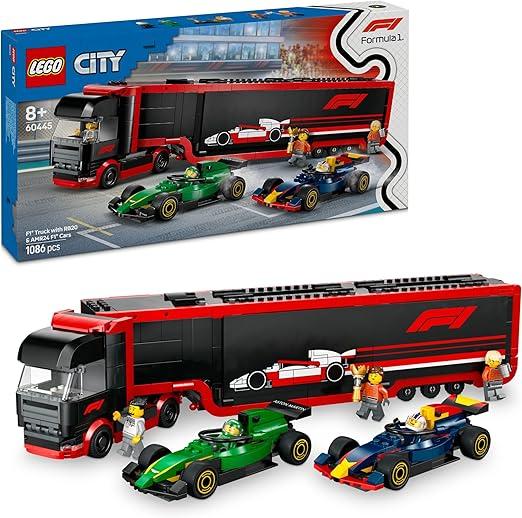 LEGO City Autotrasportatore F1 con Monoposto RB20 e AMR24 F1 - Camion Giocattolo da Costruire con 2 Modelli di Auto da C