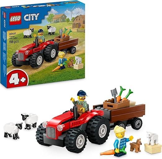 LEGO City Trattore Agricolo Rosso con Rimorchio e Pecore - Giocattoli della Fattoria con Veicolo e Figure di Animali ,Le