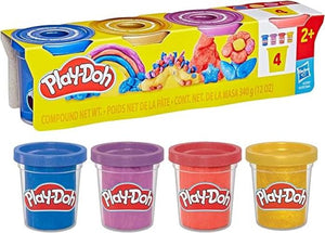 Play-Doh, Confezione da 4 di Pasta modellabile con Brillantini Metallizzati,Hasbro,Eta 2+
