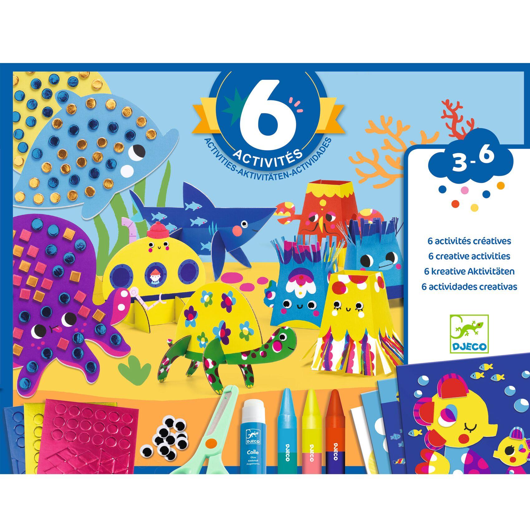 Kit 6 attivita creative,Il mare e le sue gioie,Djeco,Eta 3-6 anni
