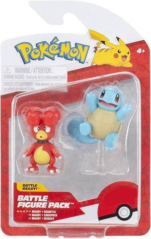 Pokémon,Set 2 figure Magby Squirtle,Jazwares,Età 4+