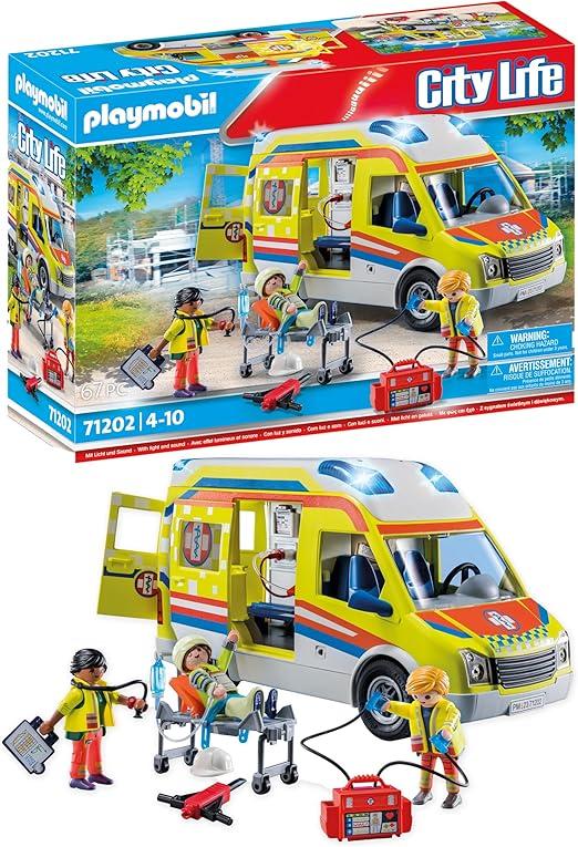PLAYMOBIL City Life  Ambulanza, con luci e Suoni,Età 4-10 anni