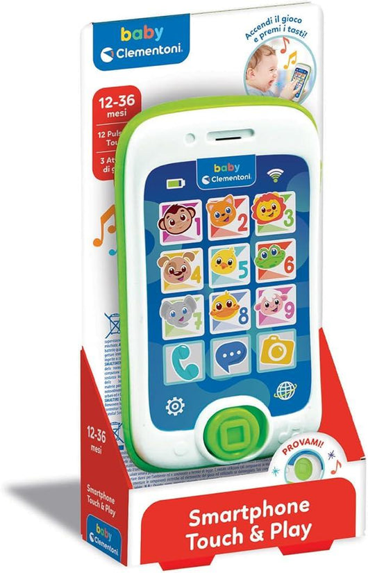 Baby Smartphone Touch & Play, Telefono Bambini i, Centro attivita con 3 modalita di Gioco e 12 Tasti per Scoprire Nomi d