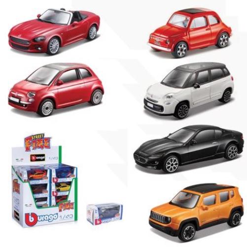 Collezione StreetFire FCA - Modellino veicolo 1:43,1 pezzo casuale,Bburago,Eta 3+