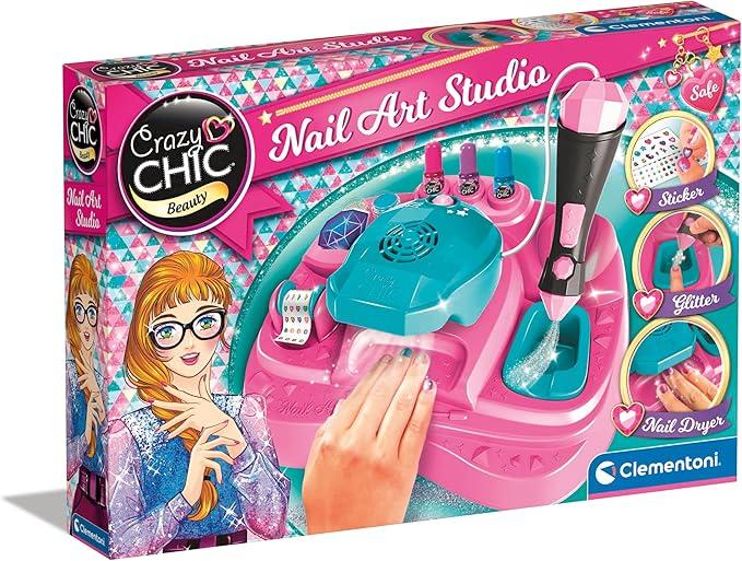 Crazy Chic - Nail Art Studio, Set Completo per Manicure e Nail Art per Bambine i, Kit Decorazione Unghie con Macchina Sp