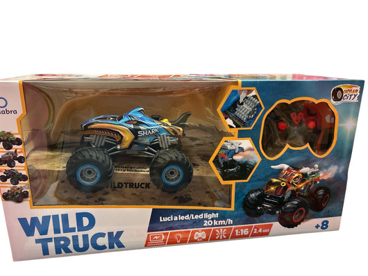 Wild Truck,Veicolo RC 2.4 GHz con luci a led,Colore blu,Cadabra,Eta 8+