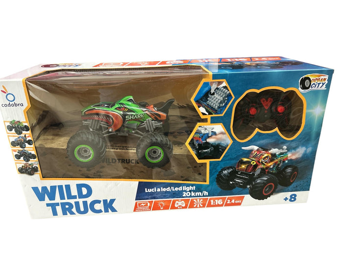Wild Truck,Veicolo RC 2.4 GHz con luci a led,Colore Verde,Cadabra,Eta 8+