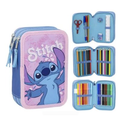 Astuccio 3 zip Disney Stitch,Gesco