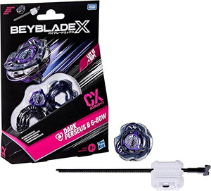 Beyblade X, Set Starter Pack, Dark Perseus B 6-80W CX, trottola e Lanciatore,Hasbro,Eta 8+