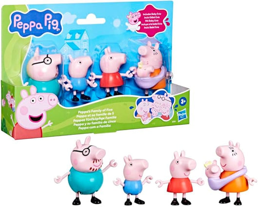 Peppa Pig, Famiglia da Cinque di Peppa, Set di Action Figure,Hasbro,Eta 3+