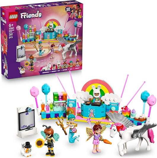 LEGO Friends Party in Costume con Unicorno e Fatina -  con Palco, Consolle DJ, Cabina Fotografica, 4 Mini Bamboline, un