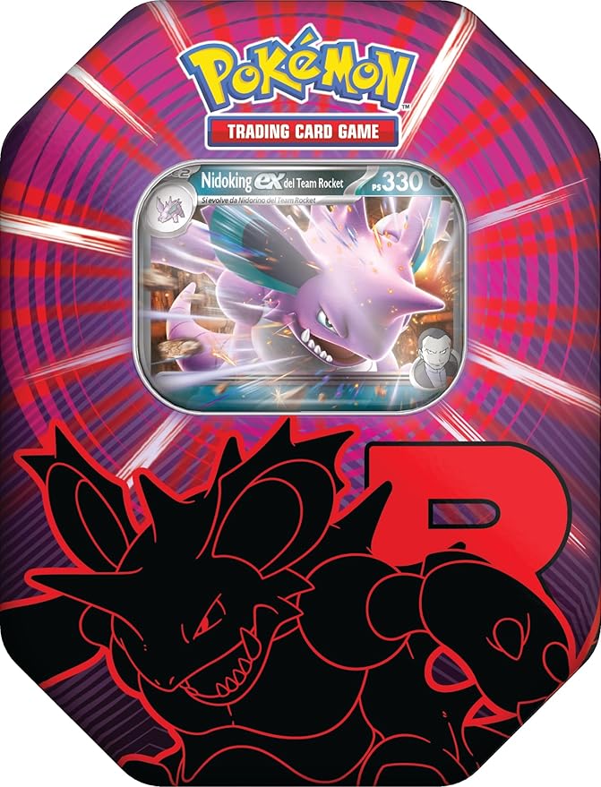Pokemon: scatola da collezione Team Rocket - Nidoking-ex del GCC Pokemon (una carta promozionale olografica e quattro bu