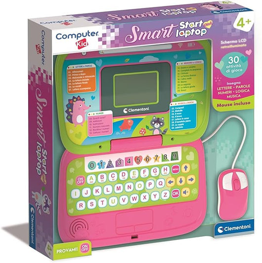 Computer Kid Smart Start Laptop Pink, Gioco Educativo , 30 attivita, Impara Lettere, Numeri e Musica, con Mouse, Tastier