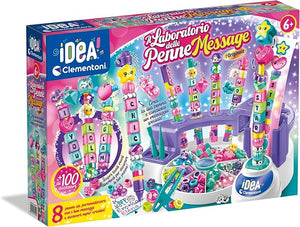 Laboratorio delle Penne Message, Kit Creativo per Bambini 6+ Anni, con 100+ Accessori e 8 Penne Personalizzabili con Let