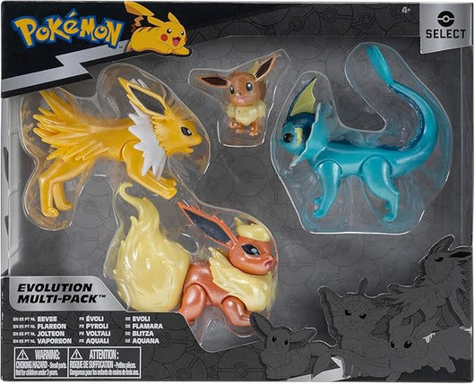 Pokemon Select Evolution Multipack (2` Eevee #1, 3` Jolteon, 3` Vaporeon, 3` Flareon),Jazwares,Eta 4+