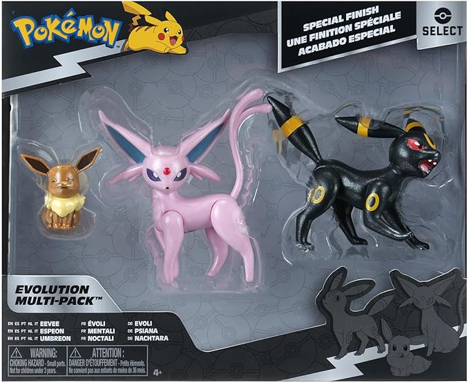 Pokemon Select Evolution Multipack (Eevee #2, Umbreon, Espeon),Jazwares,Eta 4+