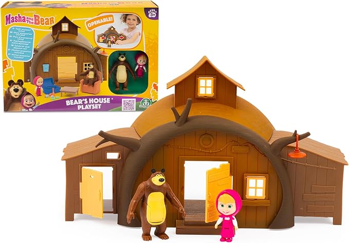 Masha E Orso - Casa Di Orso Playset Ricca Di Accessori E Con I Personaggi Articolati Di Masha E Orso Inclusi,Giochi Prez