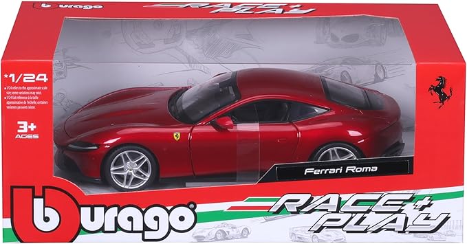 Bburago Ferrari - Modellino auto Ferrari Roma R&P in scala 1:24 - licenza ufficiale - dettagli realistici,Eta 3+