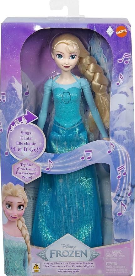 Disney Frozen Toys, bambola Elsa cantante , canta Let It Go dal film Disney Frozen,Mattel,Eta 3+